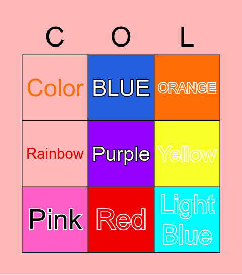 Colors Bingo Card