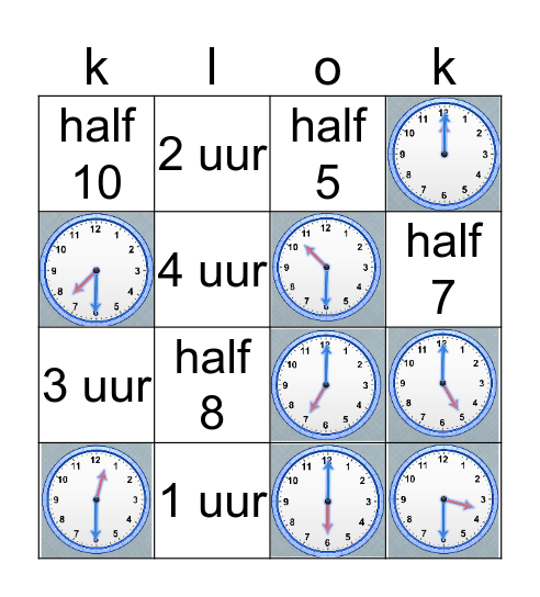 Klok bingo kaart  Bingo Card