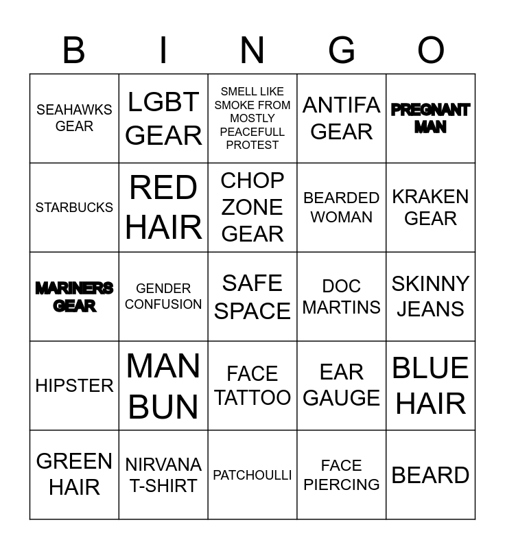 SEATTLE FLIGHT BINGO Card