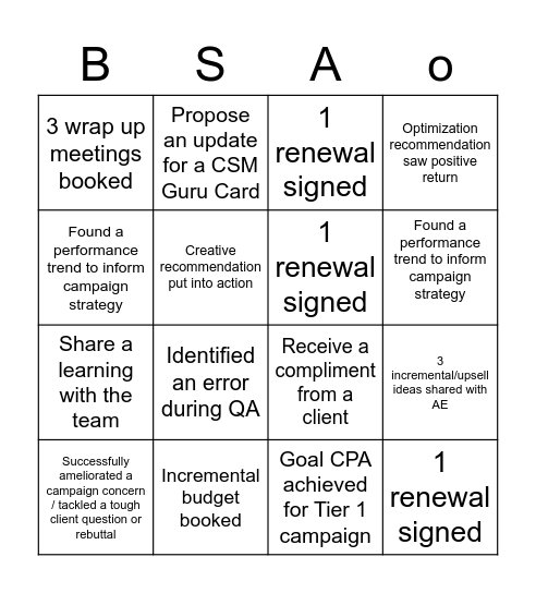 BSA-ingo CSM Style Bingo Card