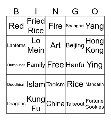 Around the World Bingo Card