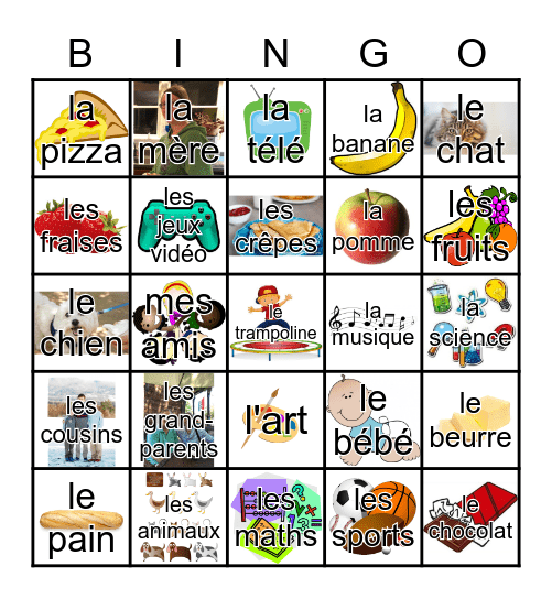 French Words Bingo #1 Bingo Card