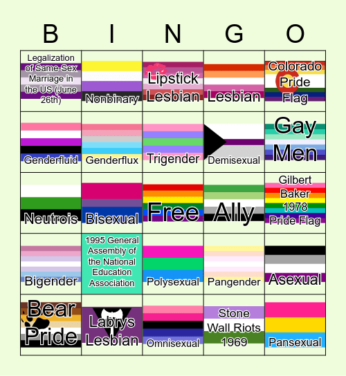 Pride Flag Bingo - DEI June 2022 Bingo Card