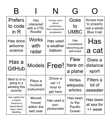 Human Bingo: Find someone who... Bingo Card