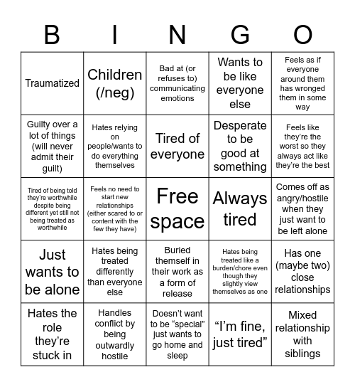 Jayfeather kinnie bingo Card