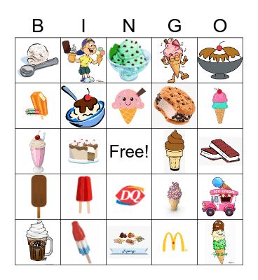 Ice Cream Bingo Card