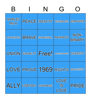 P R I D E Bingo Card
