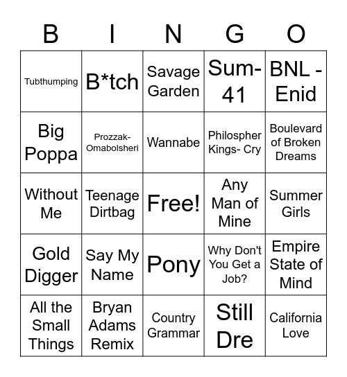 92.1 Bingo Card