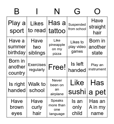 People Bingo Card