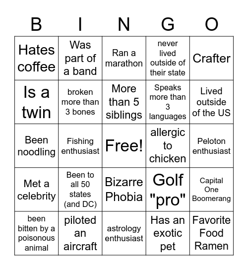 MMG Bingo Card