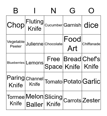 Knife Skills Bingo Card