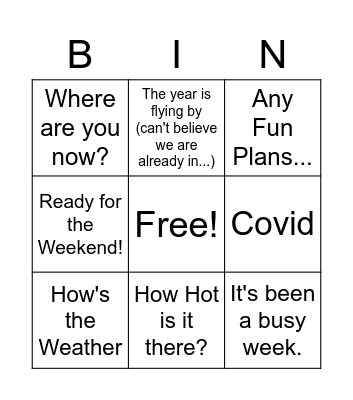 Coorperate Small Talk Bingo Card