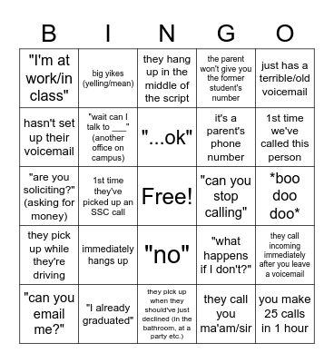 Graduation Placement Survey Bingo Card