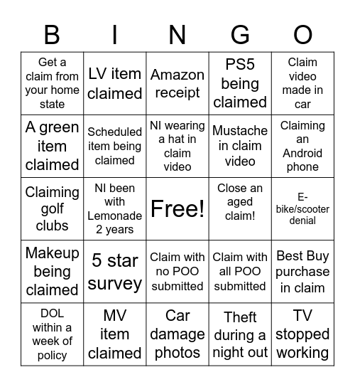 Lemonade Bingo! Bingo Card