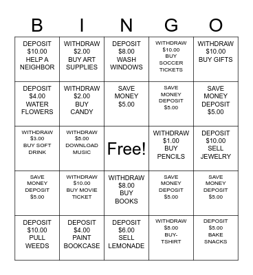 MONEY BINGO Card