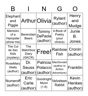 SECOND GRADE BINGO Card