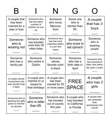 GETTING TO KNOW YOU ICE-BREAKER Bingo Card