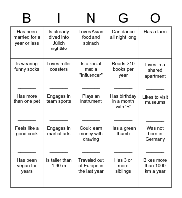 GETTING TO KNOW YOU ICE-BREAKER Bingo Card