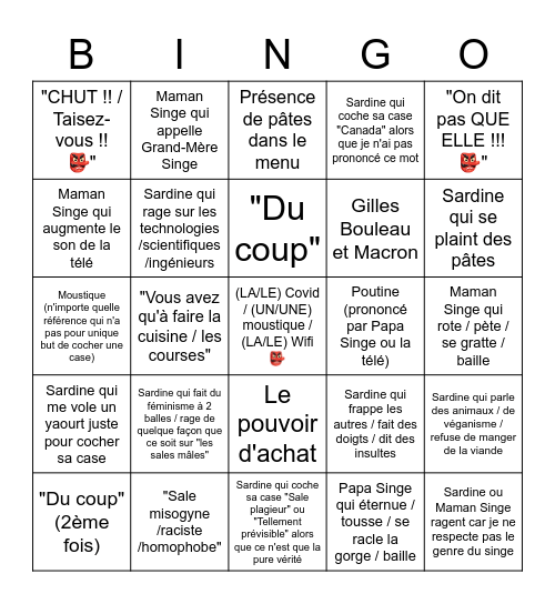 Les repas à la maison v1.2 Bingo Card