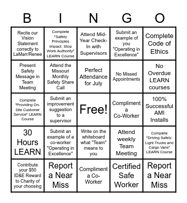 Wheel of Achievement Bingo Card