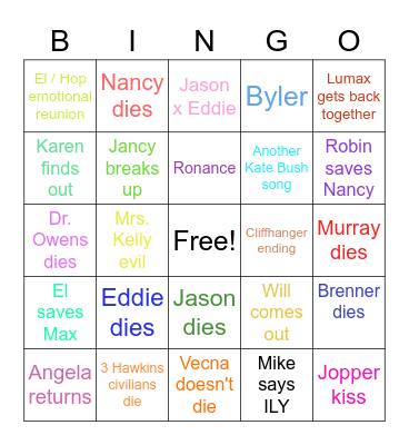 ST4 Vol. 2 Predictions Bingo Card