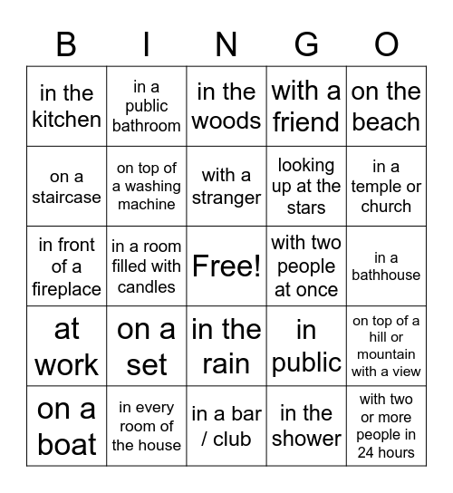 Where have you? Bingo Card