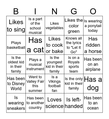 Find Someone Who.... Bingo Card