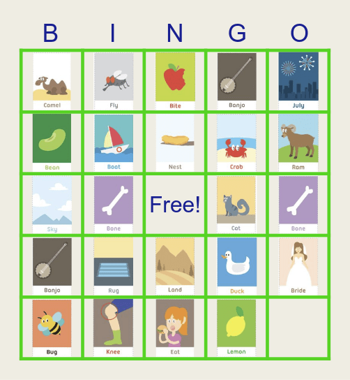 Long Vowels Bingo Card