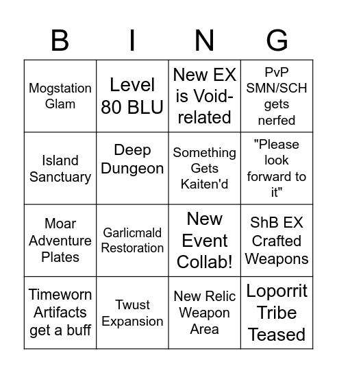 Regalia 6.2 Live Letter Bingo Card