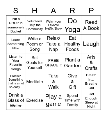 SHARPEN THE SAW BINGO Card