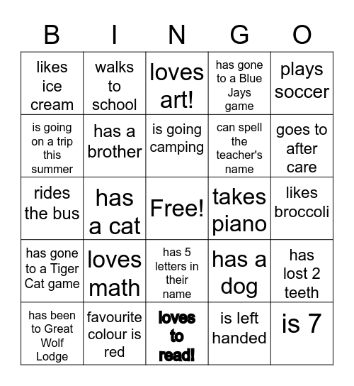 End of the Year Bingo! Bingo Card