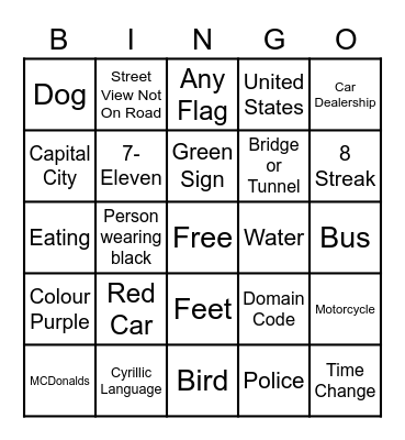 Geoguessr Bingo Card