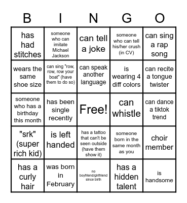 CLEARVUE - HUMAN BINGO Card
