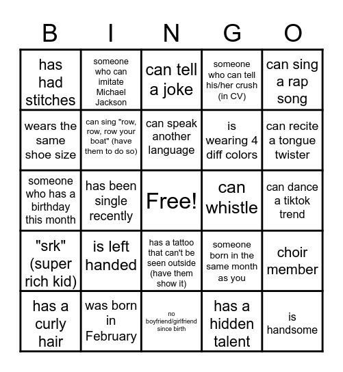 CLEARVUE - HUMAN BINGO Card