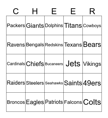 Football Bingo Card