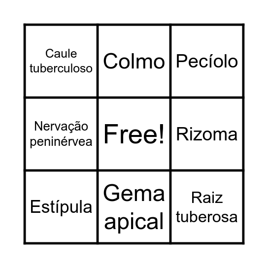 BINGO DOS VEGETAIS Bingo Card