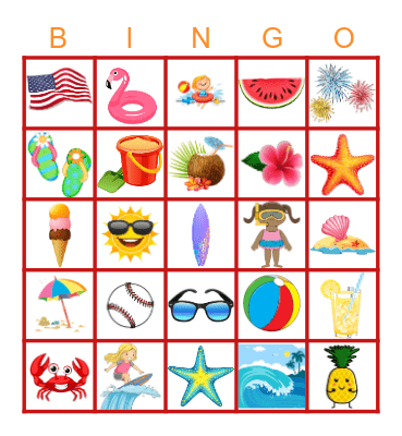 SUMMER TIME Bingo Card