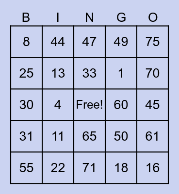 LIMITLESS BINGO Card
