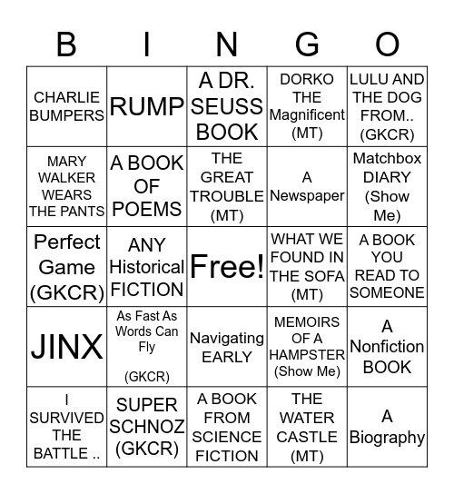 FIFTH GRADE BINGO Card