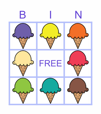 ICE CREAM!! Bingo Card