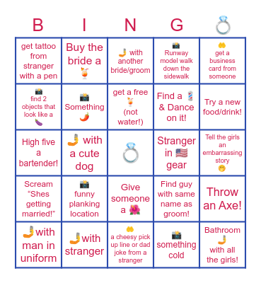 Katie’s Red, BRIDE, & Blue Bingo Card