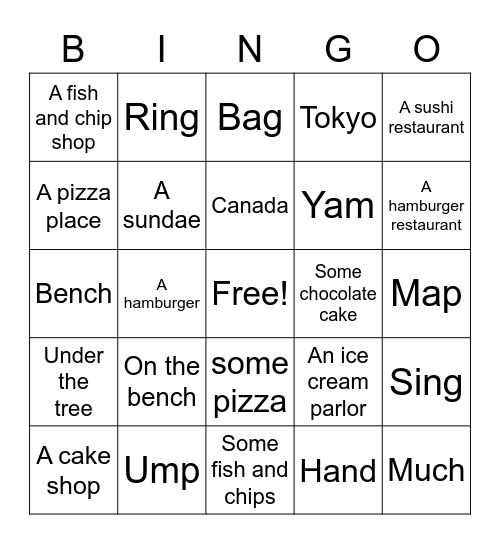 Class 4 Lesson 12 Review Bingo Card