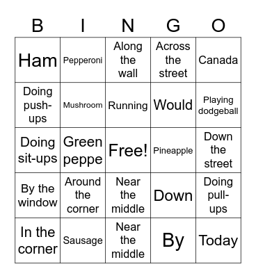 C4 Plus Lesson 13 Bingo Card
