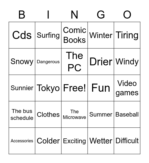 C3 Lesson 13 Bingo Card