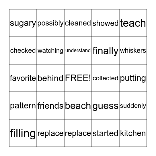 Fluency BINGO 2nd Gr Bingo Card