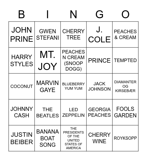 FRUITS BINGO Card