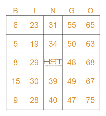 Number Bingo 1-75 Bingo Card