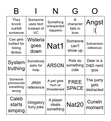 Cas-paign Bingo Card