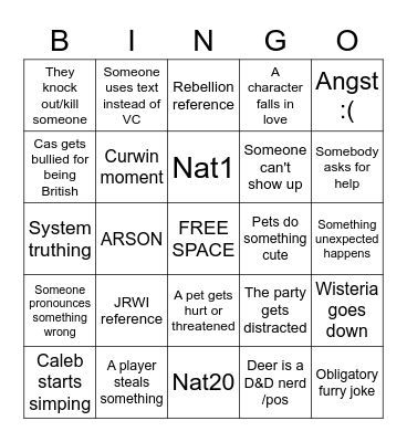 Cas-paign Bingo Card