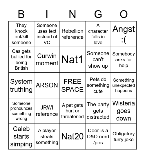 Cas-paign Bingo Card